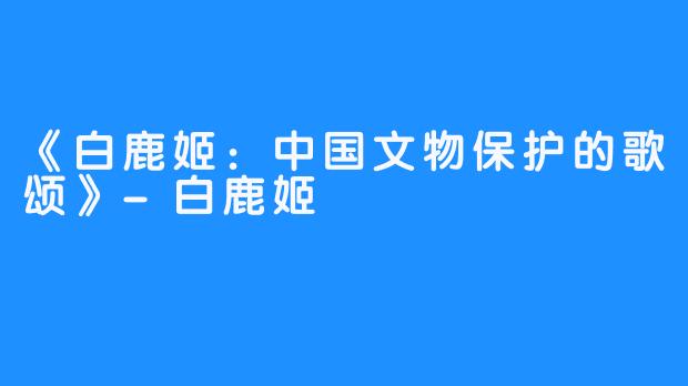 《白鹿姬:中国文物保护的歌颂》-白鹿姬