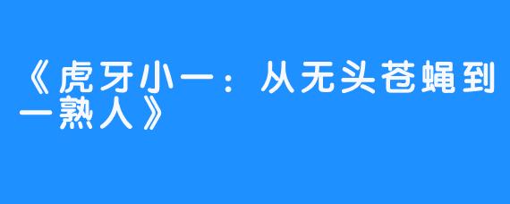 《虎牙小一:从无头苍蝇到一熟人》