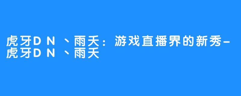 虎牙DN丶雨夭:游戏直播界的新秀-虎牙DN丶雨夭