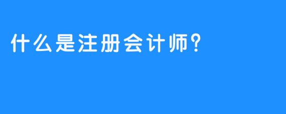 什么是注册会计师？