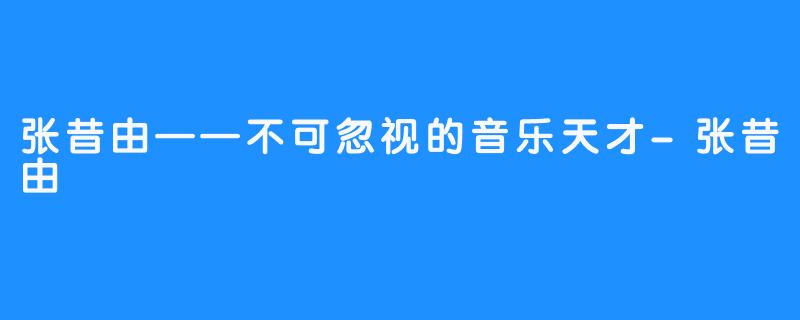 张昔由——不可忽视的音乐天才-张昔由