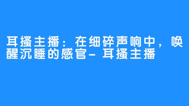 耳搔主播：在细碎声响中，唤醒沉睡的感官-耳搔主播