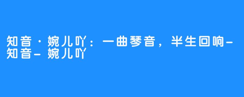 知音·婉儿吖:一曲琴音,半生回响-知音-婉儿吖