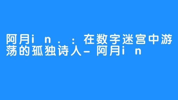 阿月in.：在数字迷宫中游荡的孤独诗人-阿月in